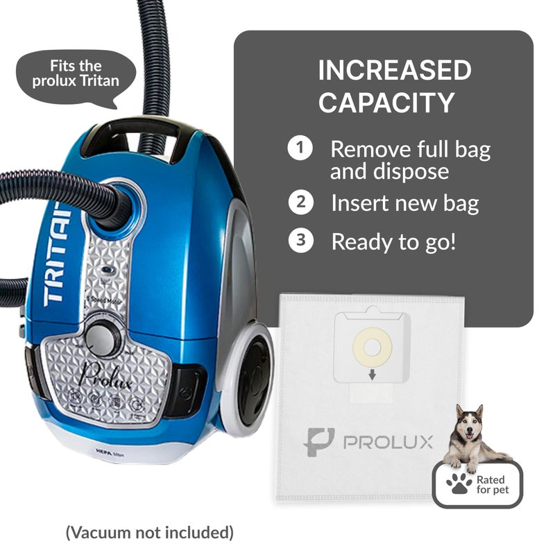 Prolux Genuine 10 Pack Bags for Prolux Tritan Vacuum Cleaner, HEPA Material, Increased Dirt Capacity - Image 5